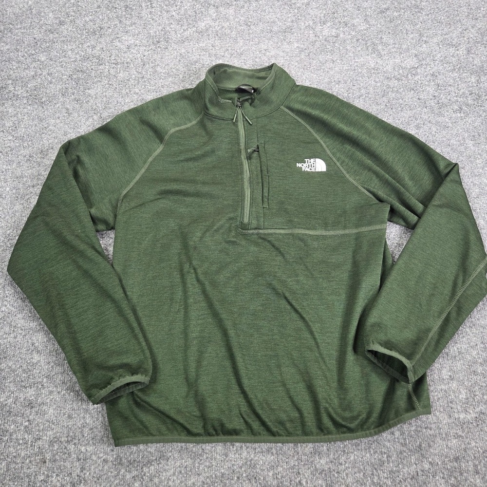 The North Face Pullover Mens Large Green 1/4 Zip Long Sleeve Hiking Top Athletic